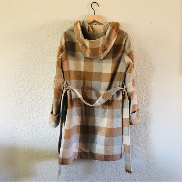 a new day Plaid Trench Coat in Tan and Cream - Picture 3 of 10